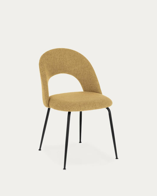Chaise Mahalia moutarde et pieds en acier peint en noir FSC 100%