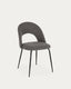 Chaise Mahalia gris foncé et pieds en acier peint en noir FSC 100%