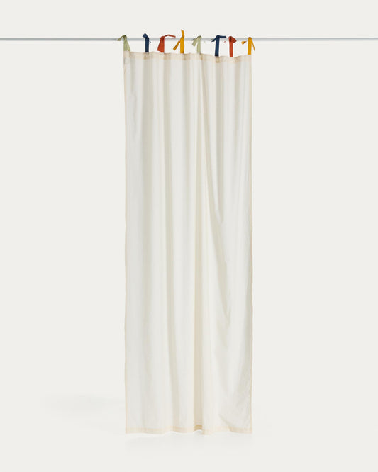 Rideau Zelda 100 % coton blanc et rubans multicolores 135 x 270 cm