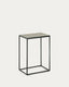 Table d'appoint Rewena plateau en grès cérame marron et pieds en acier noir 45 x 30 cm