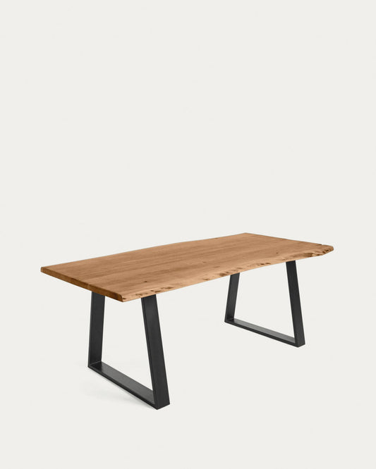 Table Alaia en bois d'acacia et pieds en acier noir 180 x 90 cm