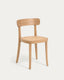 Chaise Romane en bois de hêtre naturel, placage de frêne et rotin
