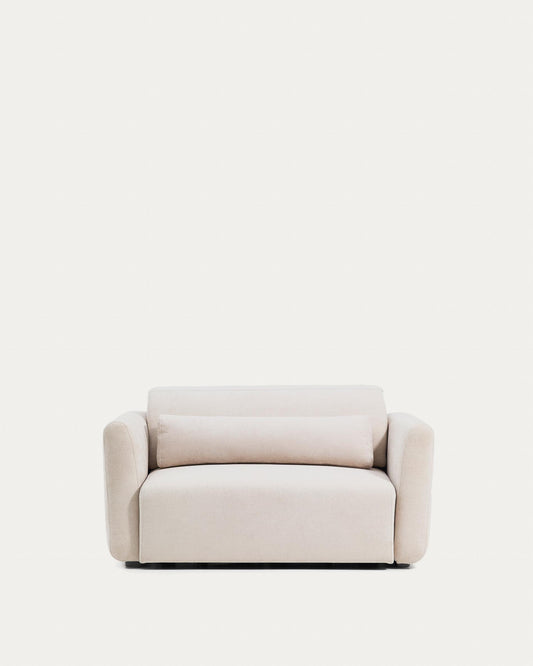 Canapé Lares 2 places avec sièges coulissants électriques et appui-tête inclinable en chenille beige 150 cm