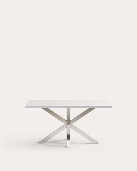 Table Argo 160 x 100 cm mélamine blanc et pieds en acier inoxydable