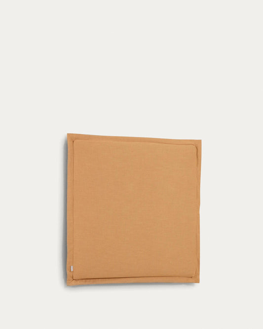 Tête de lit déhoussable Tanit en lin jaune moutarde pour lit jusqu’à 90 cm