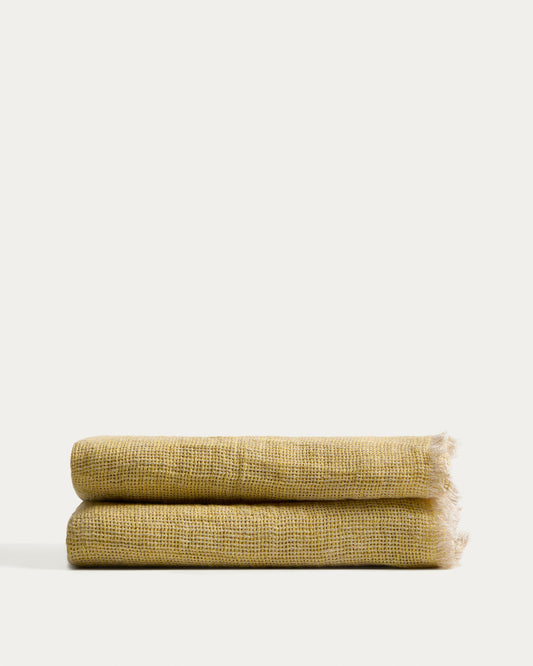Couverture Aderin en lin jaune 130 x 170 cm