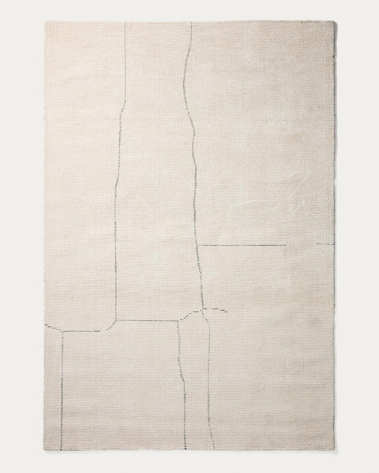 Tapis Lisdan en fibres synthétiques écru avec motif géométrique vert 200 x 300 cm