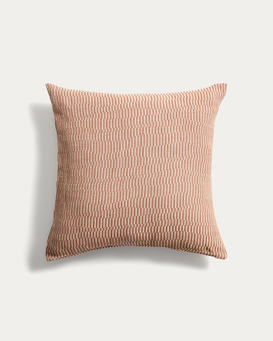 Housse de coussin Nerel en coton et lin jacquard orange 50 x 50 cm
