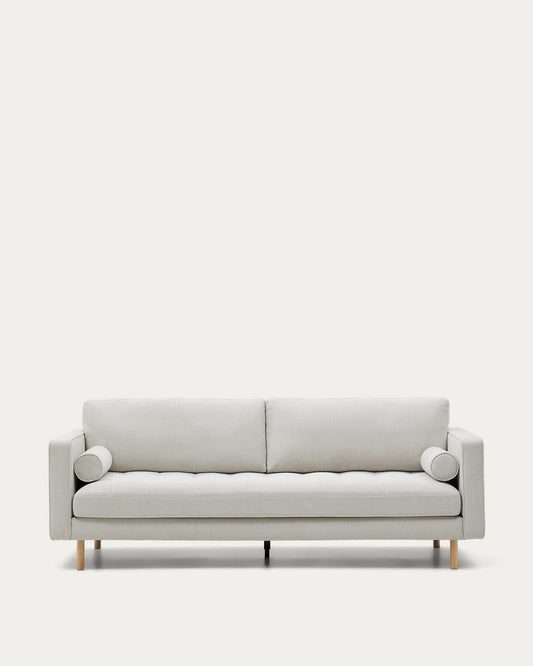 Canapé Debra 3 places en chenille perle pieds finition naturelle 222 cm FSC Mix Credit