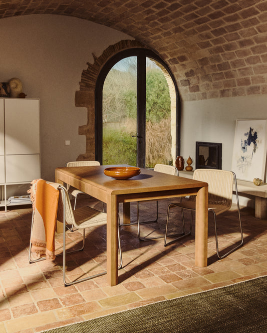 Table Arelida en placage et bois de chêne finition marron clair 220 x 100 cm FSC Mix Credit