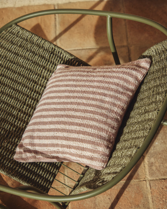 Housse de coussin Dirome 100 % PET rayures beiges 45 x 45 cm