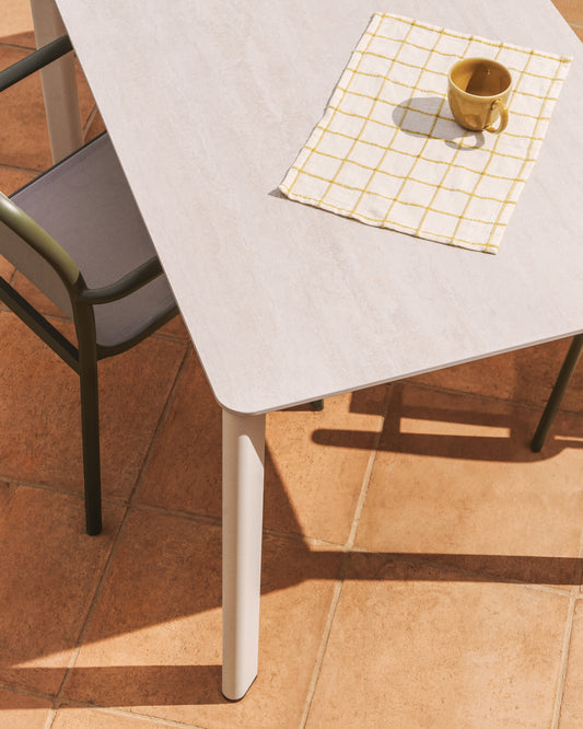 Ensemble Adesta de 2 sets de table en coton 100 % écru à carreaux jaunes 35 x 50 cm