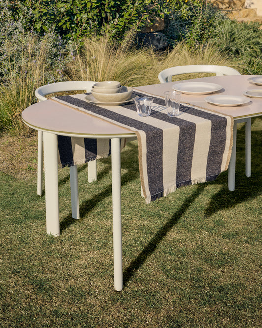 Chemin de table Daltan en coton-jute à rayures noires 50 x 150 cm