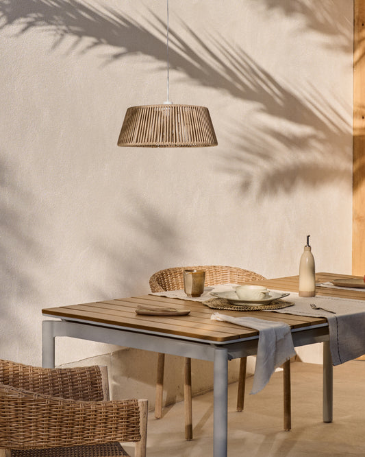 Table extensible d’extérieur Canyelles en polywood et aluminium gris clair 140 (200) x 90 cm