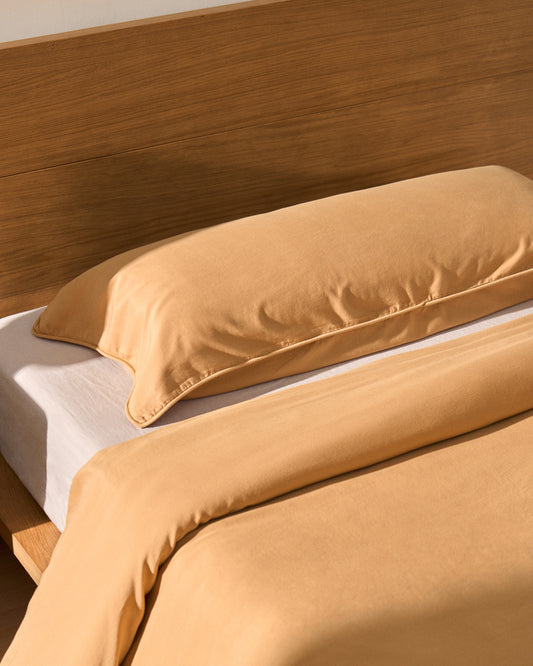 Taie d’oreiller Sirale 100 % satin de coton fini lavé coloris cuivre 45 x 110 cm