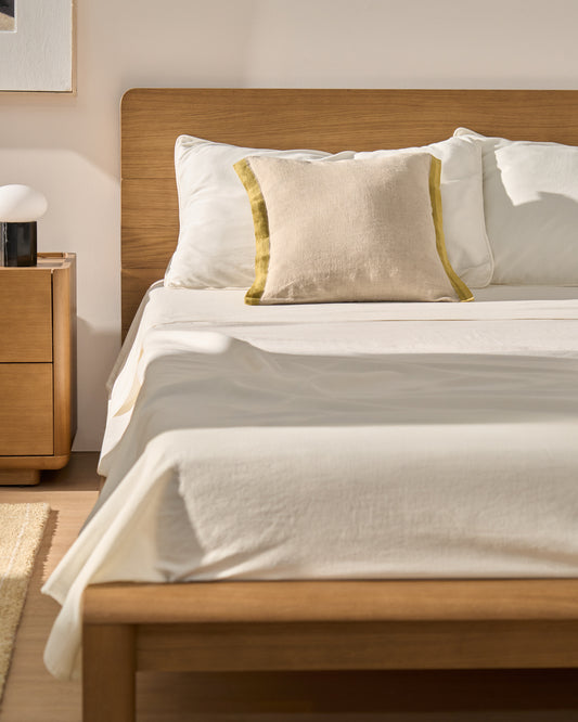 Drap Sirale 100 % satin de coton fini lavé blanc pour lit de 150/160 cm