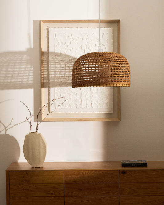 Abat-jour pour plafonnier Dakira en rotin avec finition ton naturel Ø 52 cm
