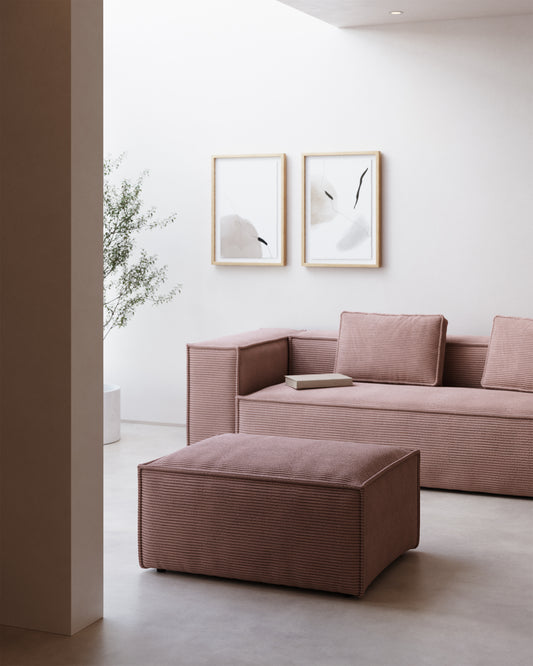 Repose-pieds Blok en velours côtelé épais rose 90 x 74 cm – Certifié FSC Mix Credit