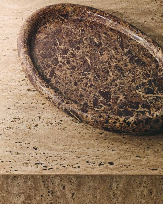 Plateau Lenorel en marbre grenat 43 x 28 cm