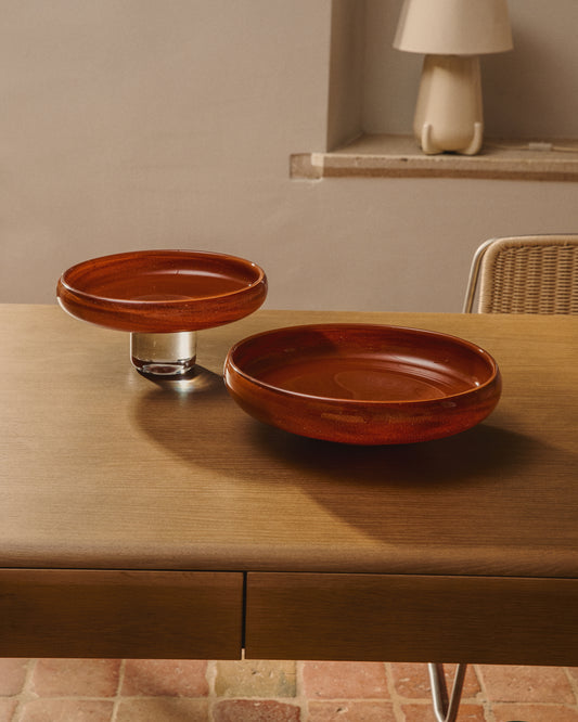 Centre de table Denuo en verre rouge Ø 28 cm