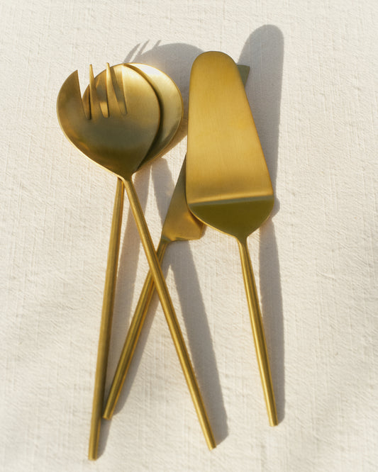 Ensemble Lite de 2 couverts à salade doré
