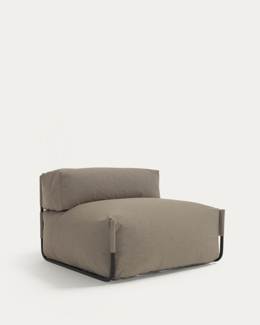 Pouf canapé modulaire extérieur avec dossier Square vert et aluminium noir 101 x 101 cm