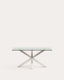 Table Argo en verre et pieds en acier inoxydable 160 x 90 cm