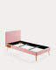 Lit déhoussable Dyla rose avec pieds en bois de hêtre pour matelas de 90 x 190 cm