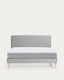 Lit déhoussable Dyla gris avec pieds en bois de hêtre pour matelas de 160 x 200 cm