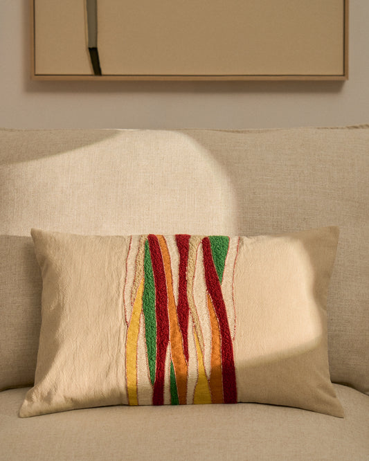 Housse de coussin Sirea en coton avec détail brodé multicolore 40 x 60 cm