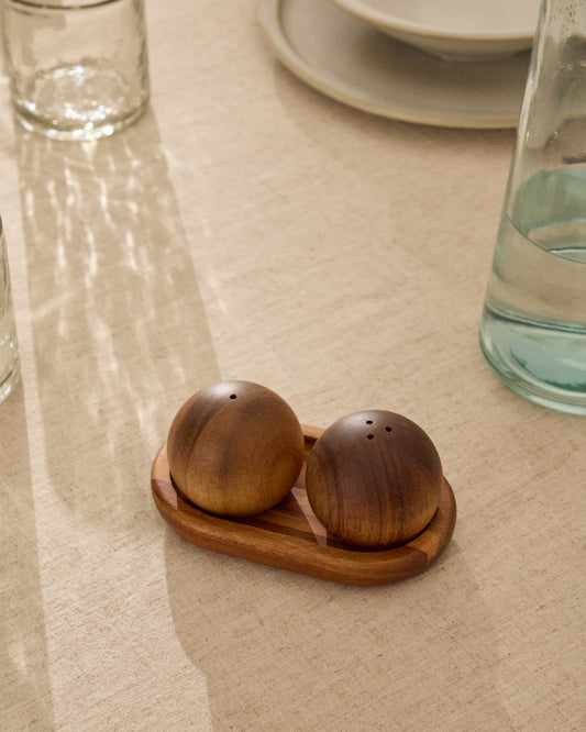 Salière et poivrière Nukha en bois d'acacia FSC 100 %