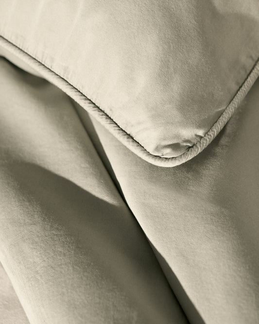 Ensemble Sirale de 2 taies d’oreiller 100 % satin de coton fini lavé vert 50 x 70 cm
