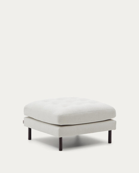 Repose-pied Debra en chenille perle pieds finition wengué 80 x 80 cm FSC Mix Credit