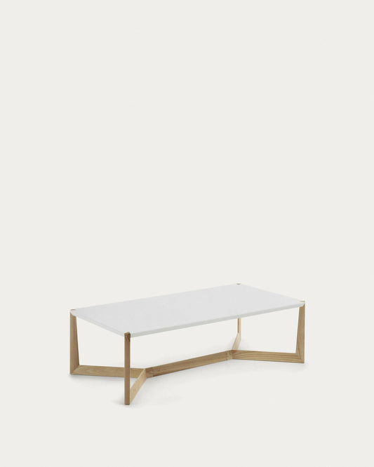 Table basse Quatro en bois de frêne et laqué blanc 120 x 60 cm