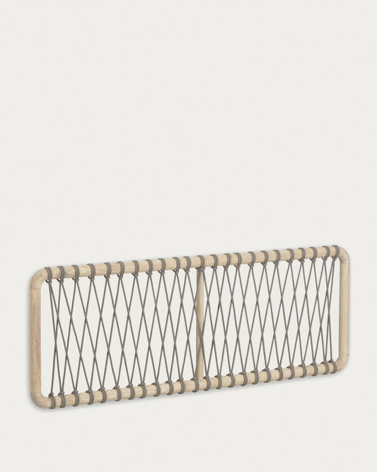 Tête de lit Aberash en bois de mindi massif et corde grise pour lit jusqu’à 160 cm