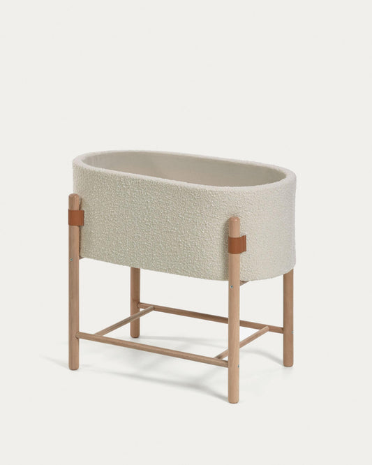 Berceau Adara effet mouton retourné blanc et bois de hêtre de 69 x 46 cm