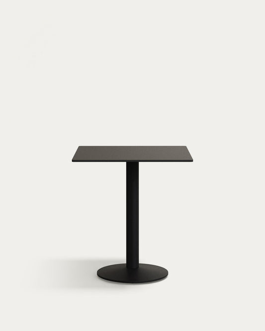 Table d'extérieur Esilda noire avec pied en métal et finition peinte noire 70 x 70 x 70 cm