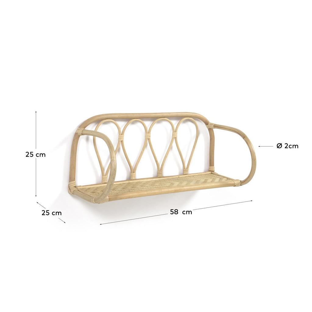 Étagère Nyarai en rotin finition naturelle 58 x 25 cm
