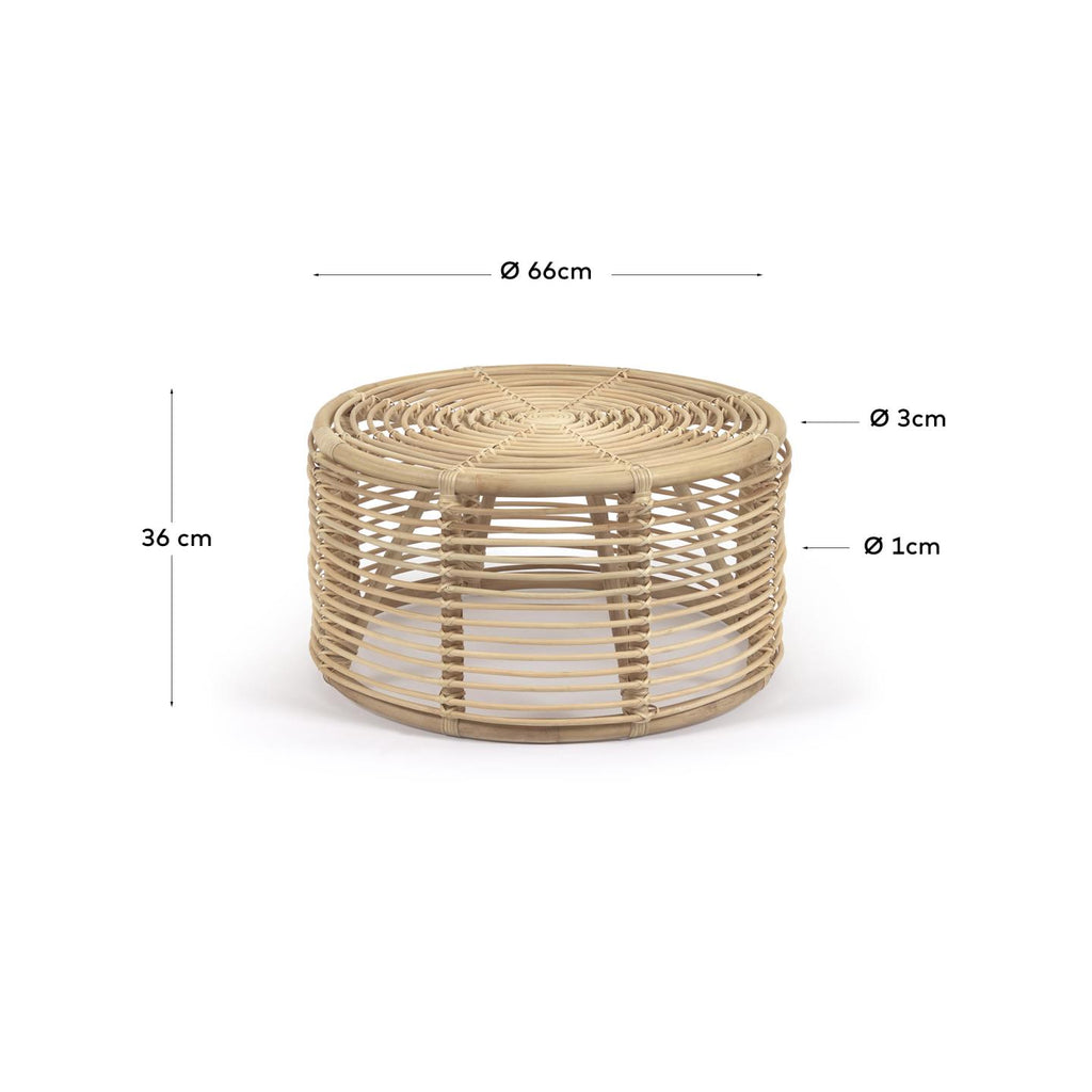 Table basse Kohana ronde en rotin finition naturelle Ø 66 cm