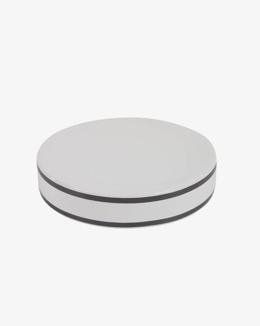 Porte-savon Arminda en céramique blanc avec détail noir