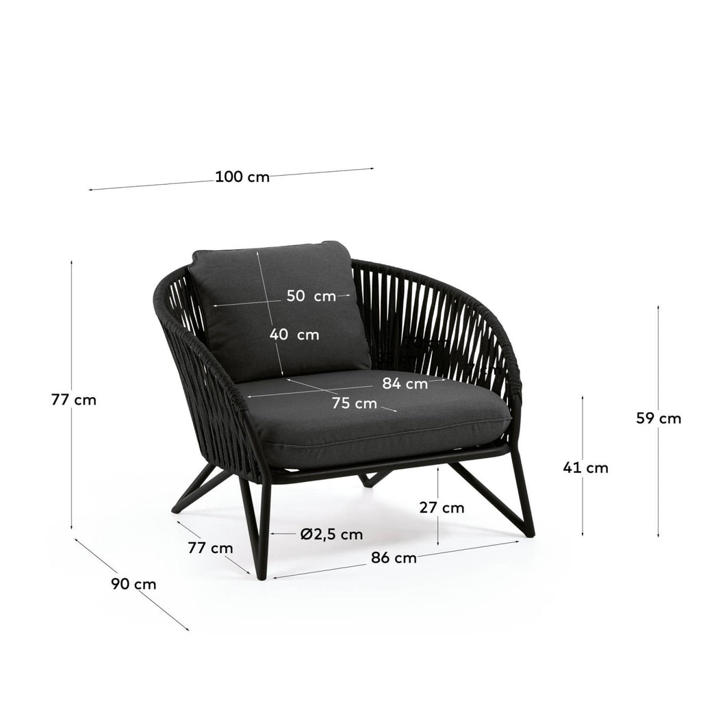 Fauteuil Branzie en corde noire