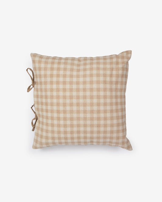 Housse de coussin Bigahel 100% coton à carreaux beige et blanc 45 x 45 cm