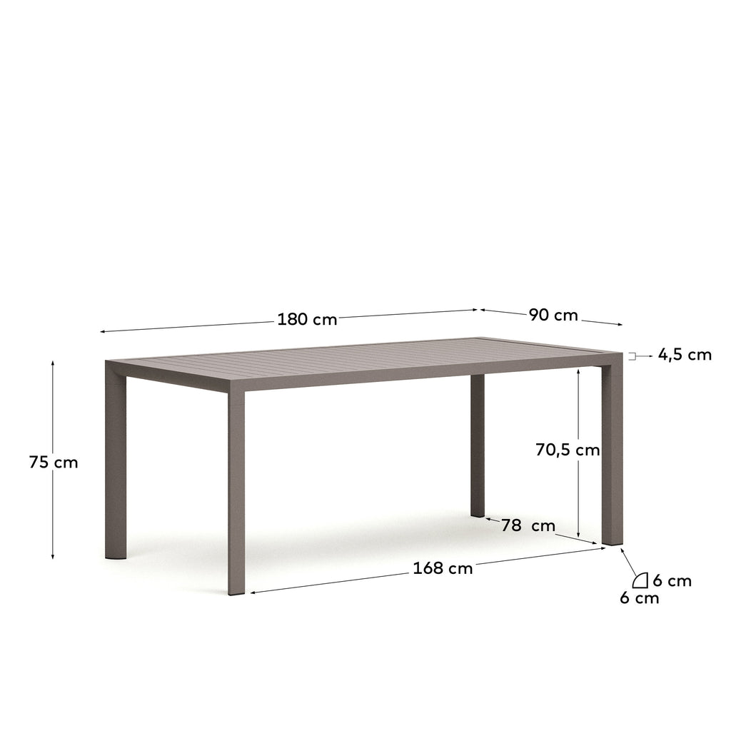 Table de jardin Culip en aluminium finition taupe 180 x 90 cm