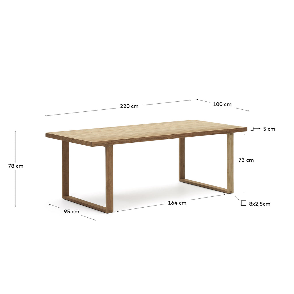 Table 100 % d'extérieur Canadell en bois de teck recyclé 220 x 100 cm