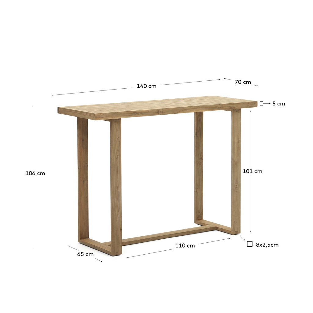Table haute 100 % d'extérieur Canadell en bois de teck recyclé 140 x 70 cm