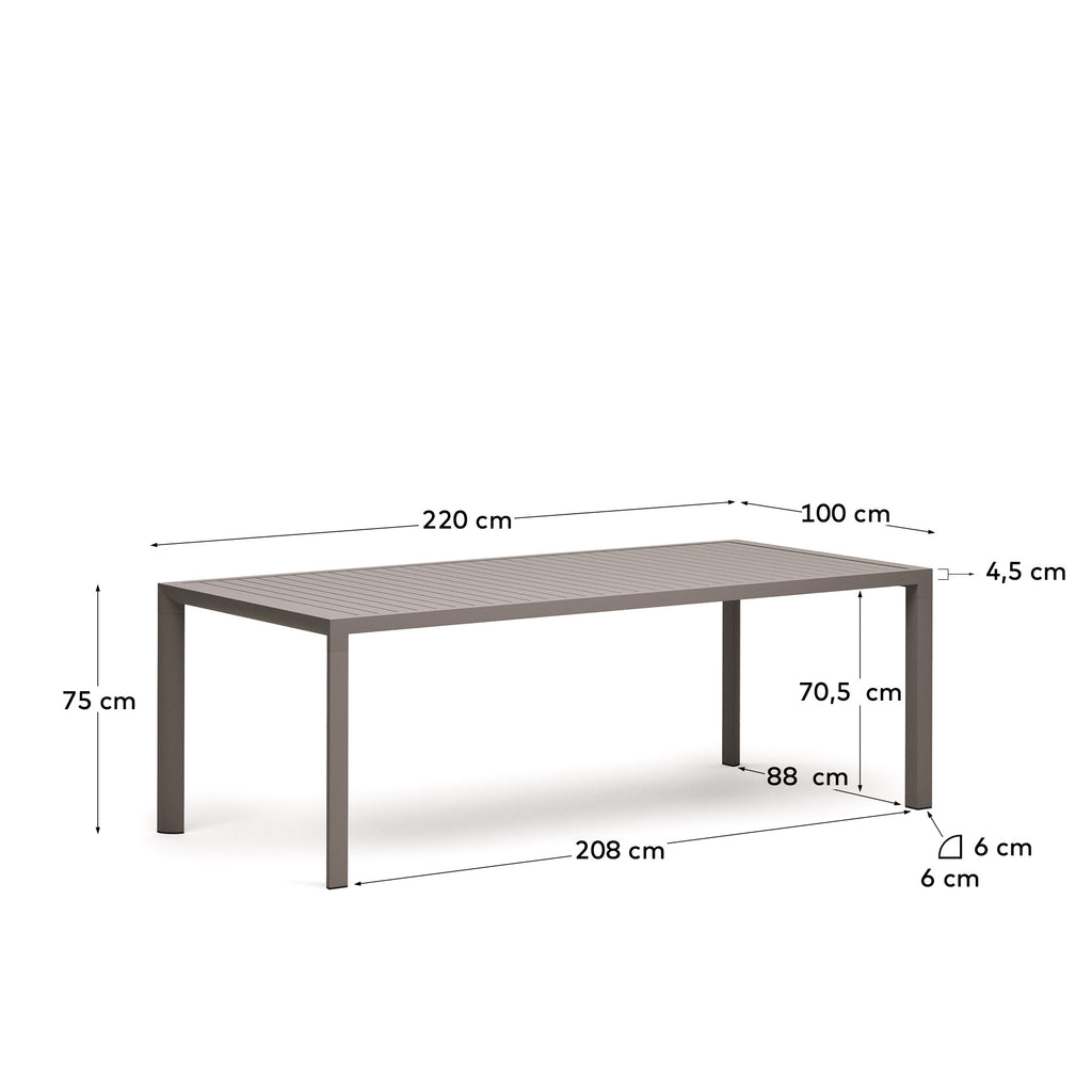 Table de jardin Culip en aluminium finition taupe 220 x 100 cm