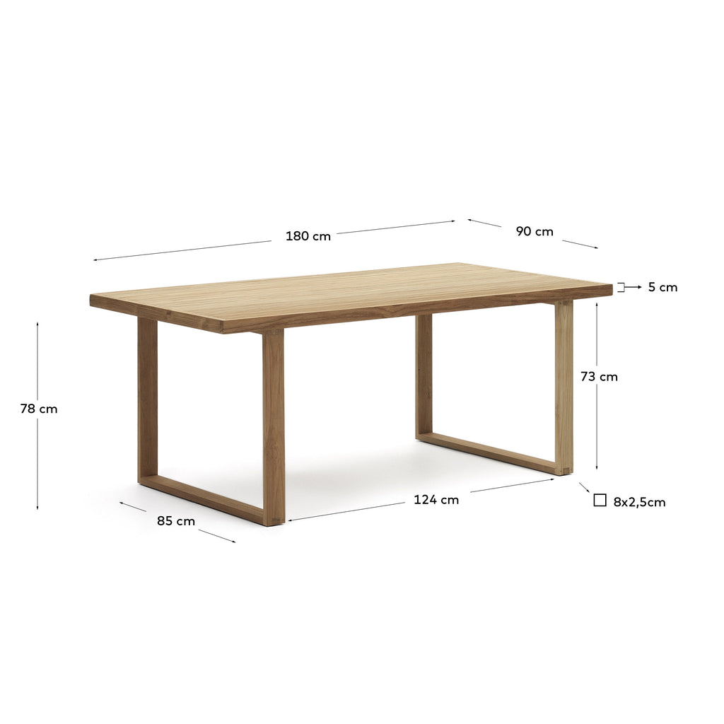 Table 100 % d'extérieur Canadell en bois de teck recyclé 180 x 90 cm