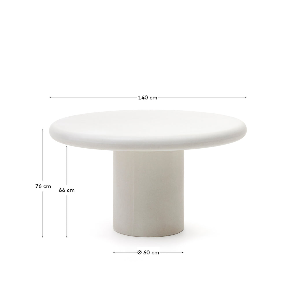 Table ronde Addaia en ciment blanc Ø140 cm