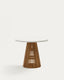 Table ronde d'extérieur Alcaufar en bois de teck et ciment blanc Ø 90 cm