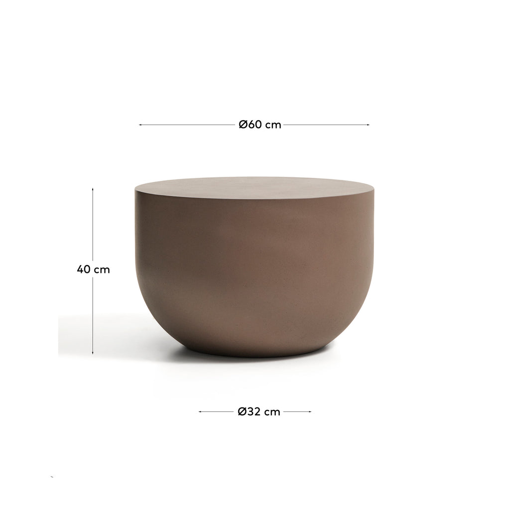 Table basse ronde Garbet en ciment marron Ø 60 cm